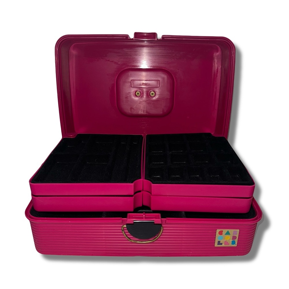 Vtg Caboodles 2420 Pink & Black Jewelry Case - Picture 2 of 11